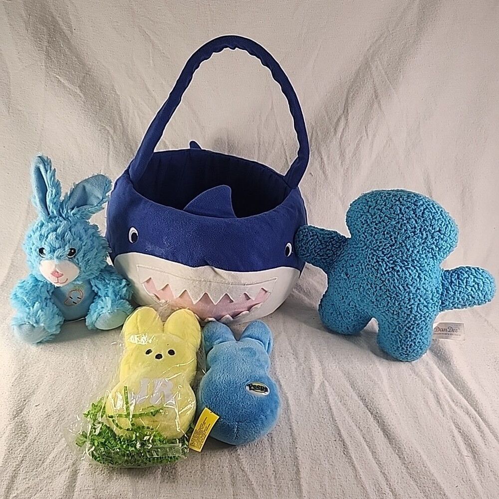 Easter Lot-Baby Shark Basket, Peep Bunnys, Greenbrier Bunny, Dan Dee Sourpatch